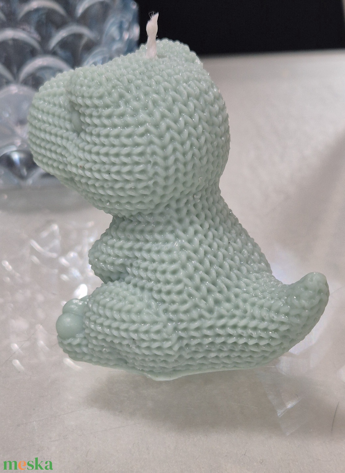  T-rex formagyertya kötött mintával - otthon & életmód - gyertya, illat, aroma - gyertya - Meska.hu