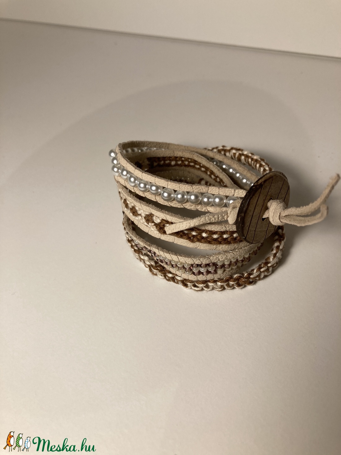 Bézs wrap karkötő - ékszer - karkötő - Meska.hu Bézs wrap karkötő - ékszer - karkötő - Meska.hu