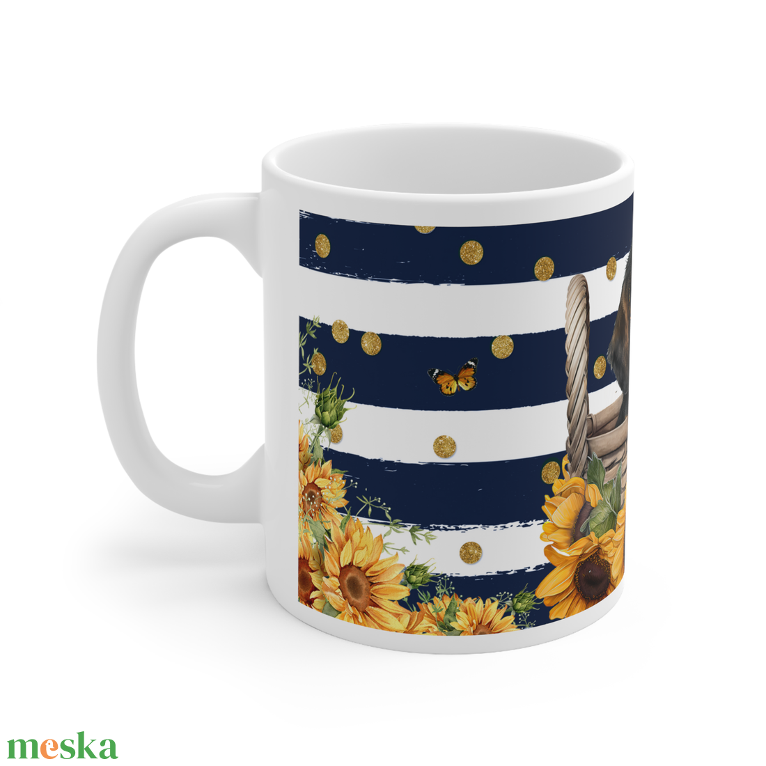 Tacskós kerámia bögre napraforgó mintával 300 ml - otthon & életmód - konyhafelszerelés, tálalás - tálalás - bögre & csésze - Meska.hu