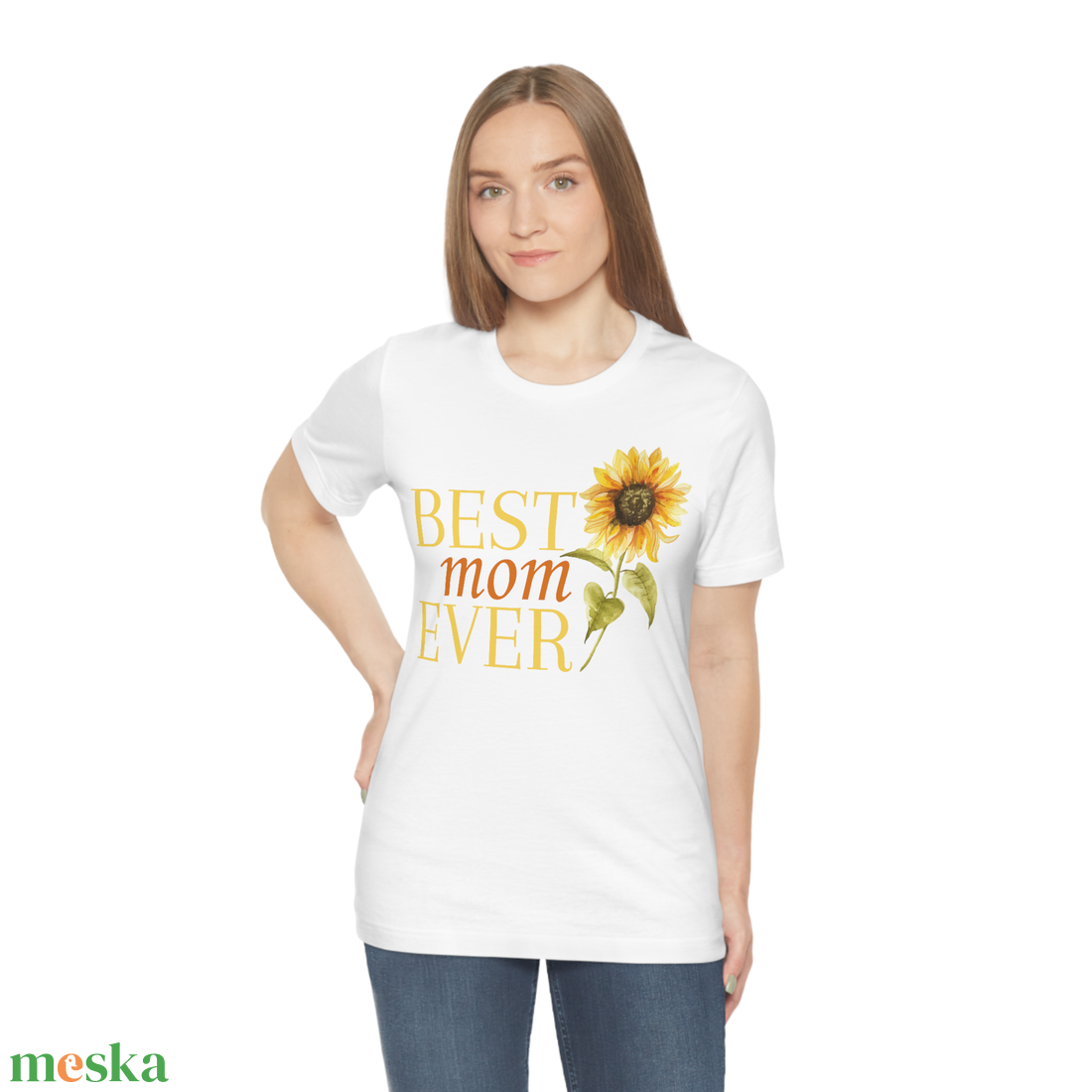 Best Mom ever Napraforgó virágos pamut női póló XS-XXL méretig Legjobb anyukáknak - ruha & divat - női ruha - póló, felső - Meska.hu