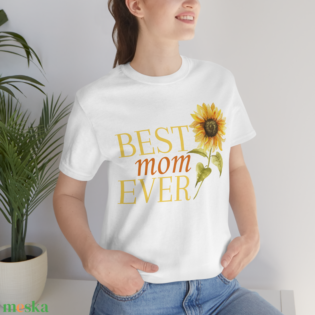 Best Mom ever Napraforgó virágos pamut női póló XS-XXL méretig Legjobb anyukáknak - ruha & divat - női ruha - póló, felső - Meska.hu