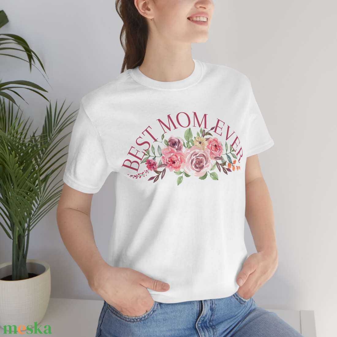 Best Mom ever virágos pamut női póló XS-XXL méretig Legjobb anyukáknak - ruha & divat - női ruha - póló, felső - Meska.hu