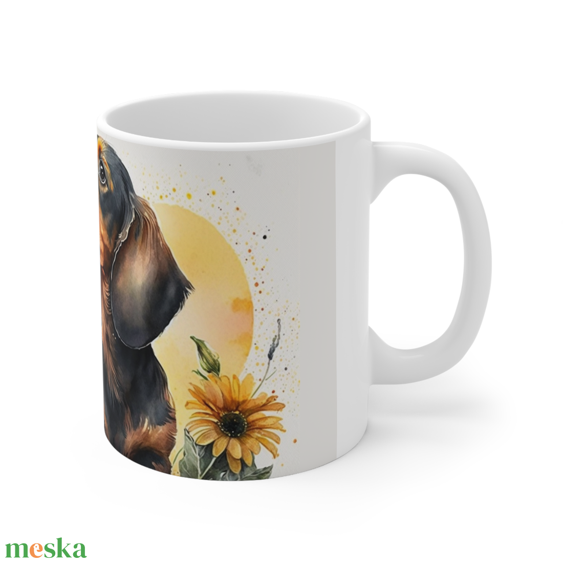 Tacskós kerámia bögre napraforgó mintával 300 ml - otthon & életmód - konyhafelszerelés, tálalás - tálalás - bögre & csésze - Meska.hu