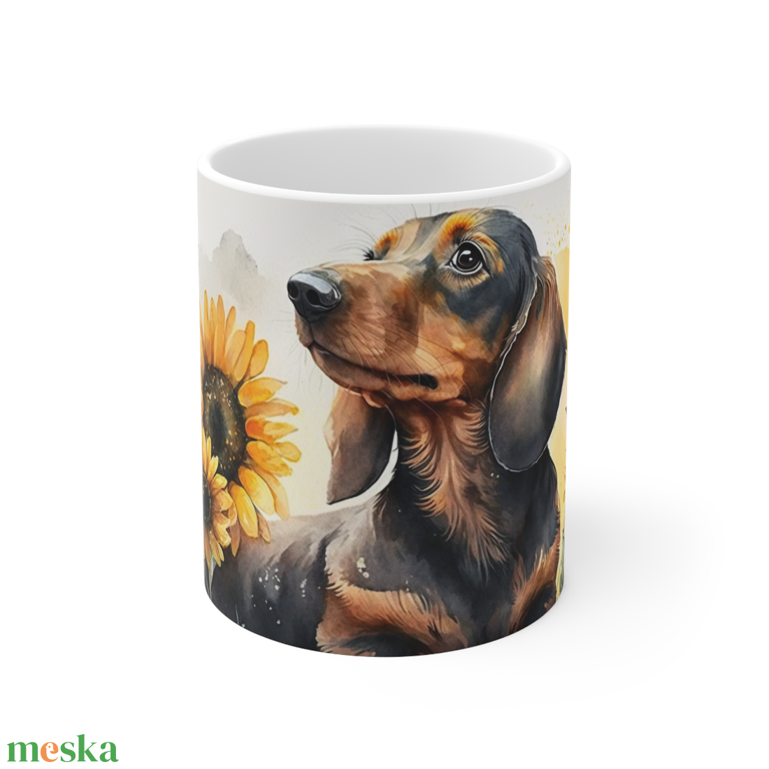 Tacskós kerámia bögre napraforgó mintával 300 ml - otthon & életmód - konyhafelszerelés, tálalás - tálalás - bögre & csésze - Meska.hu