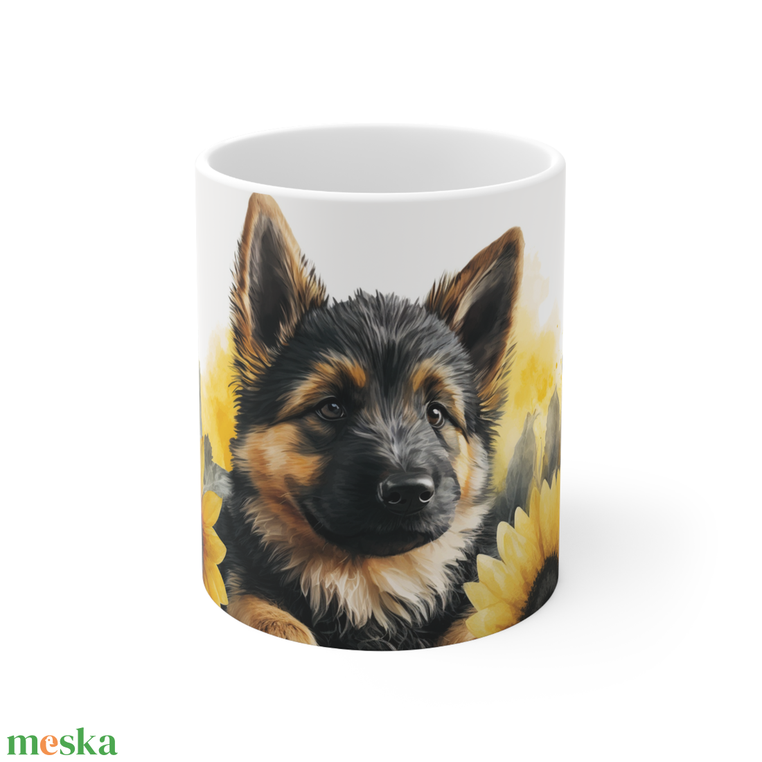 Német juhász kerámia bögre napraforgó mintával 300 ml - otthon & életmód - konyhafelszerelés, tálalás - tálalás - bögre & csésze - Meska.hu