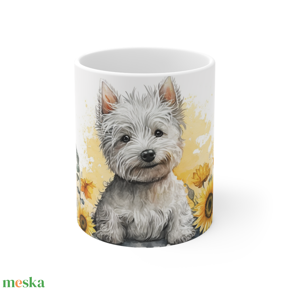 Westie kerámia bögre napraforgó mintával 300 ml - otthon & életmód - konyhafelszerelés, tálalás - tálalás - bögre & csésze - Meska.hu