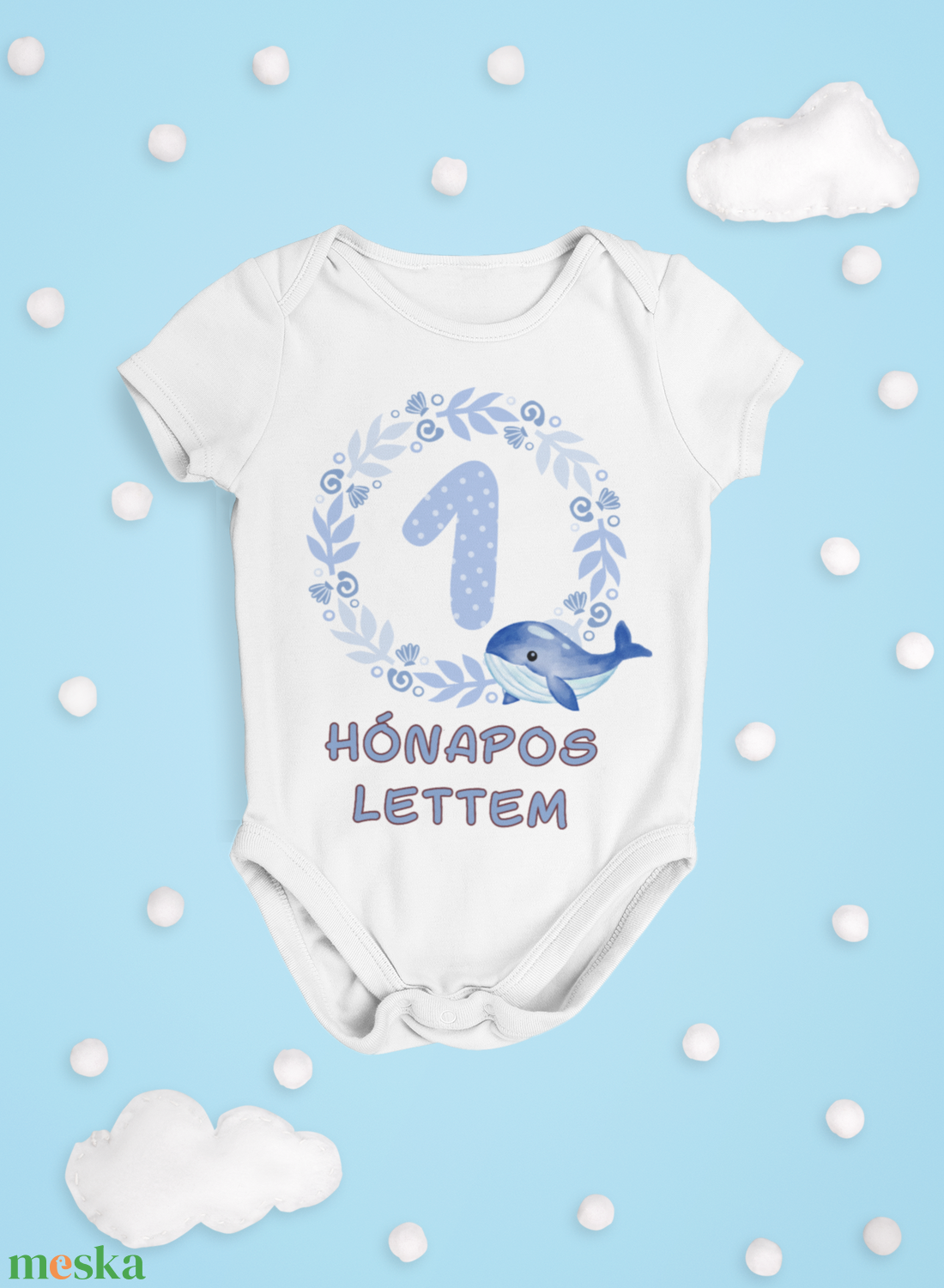 Kék bálna Hónapos mérföldkő body kisbabáknak, bébi rugdalózó egyedi hónapszámmal - játék & sport - baba & babaház - játékbaba, babakellék - Meska.hu