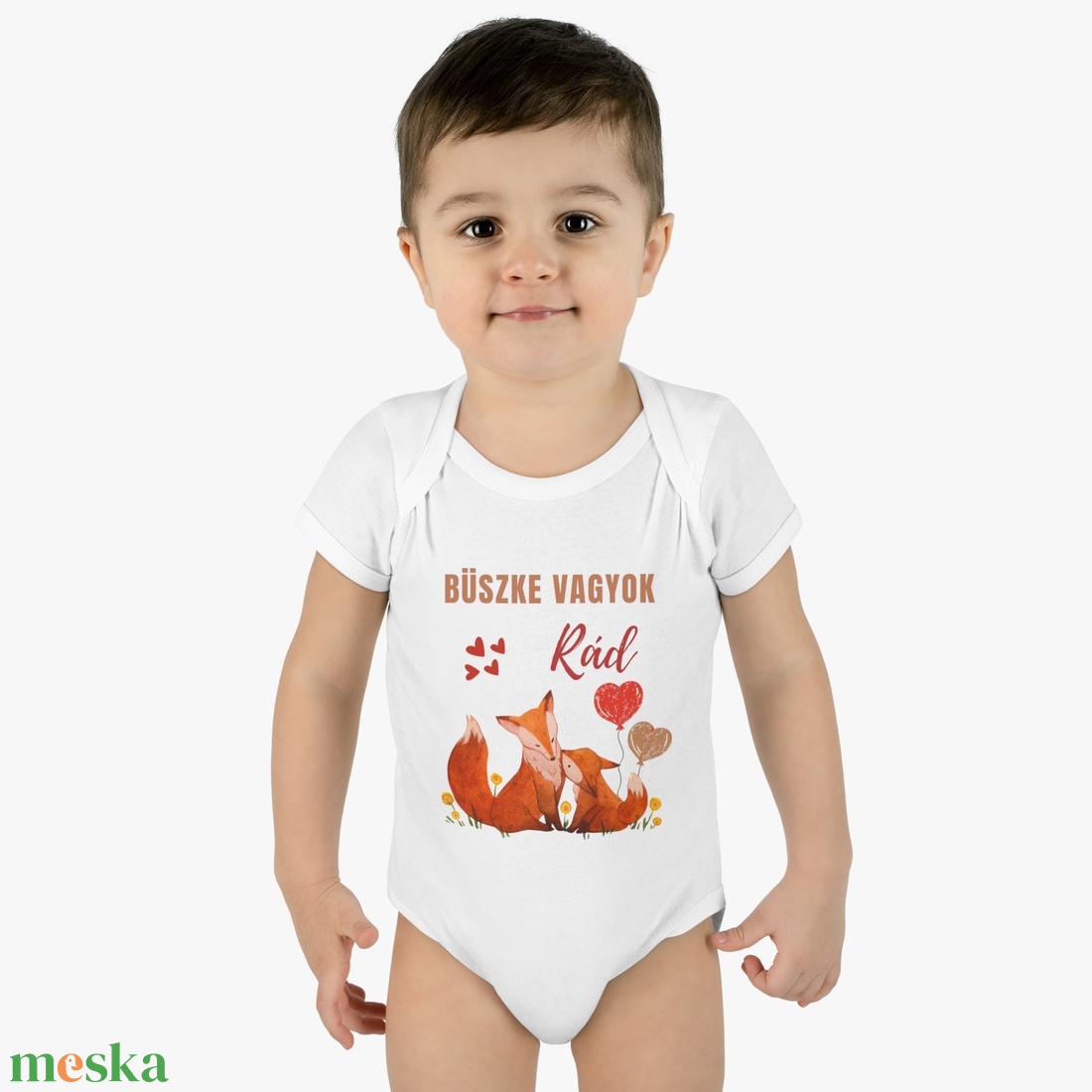 Büszke vagyok rád róka családos baby body kisbabáknak, bébi rugdalózó - játék & sport - baba & babaház - játékbaba, babakellék - Meska.hu