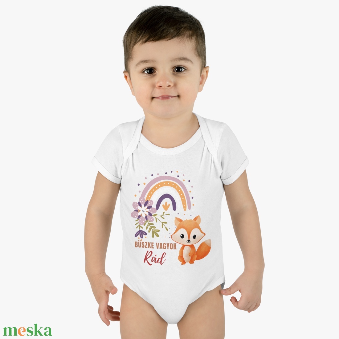 Büszke vagyok rád cuki rókás baby body kisbabáknak, bébi rugdalózó - játék & sport - baba & babaház - játékbaba, babakellék - Meska.hu