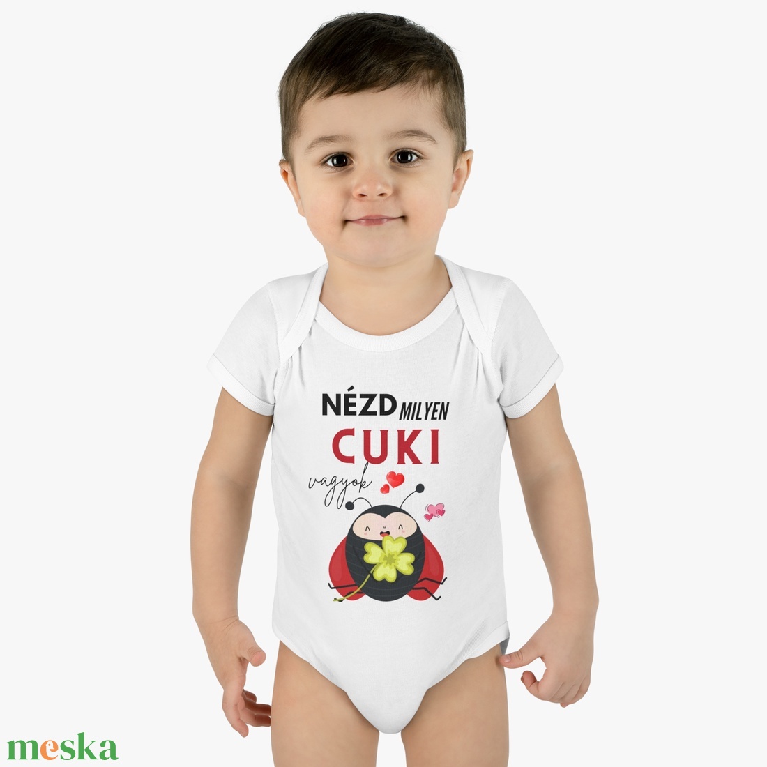 Nézd milyen cuki vagyok Katicás baby body kisbabáknak, bébi rugdalózó - játék & sport - baba & babaház - játékbaba, babakellék - Meska.hu