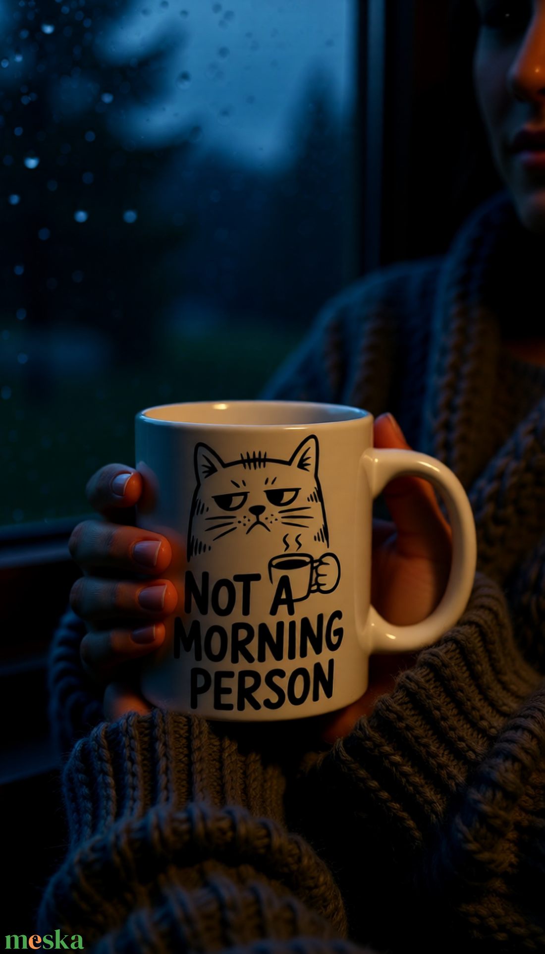 Not a morning person vicces macskás bögre  - otthon & életmód - konyhafelszerelés, tálalás - tálalás - bögre & csésze - Meska.hu