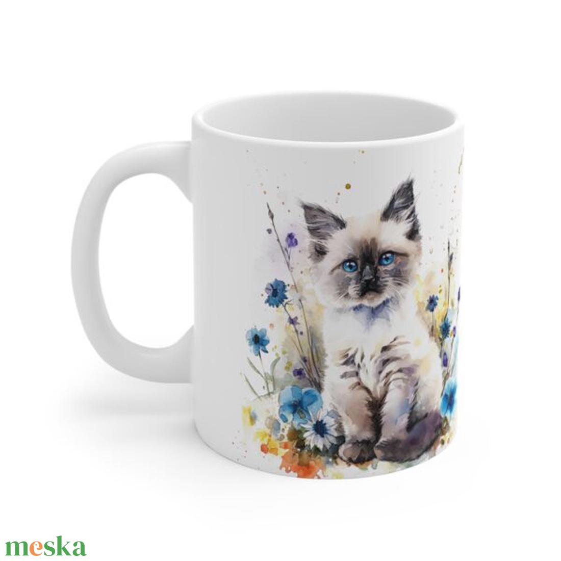 Vadvirágos Ragdoll macskás bögre  - otthon & életmód - konyhafelszerelés, tálalás - tálalás - bögre & csésze - Meska.hu