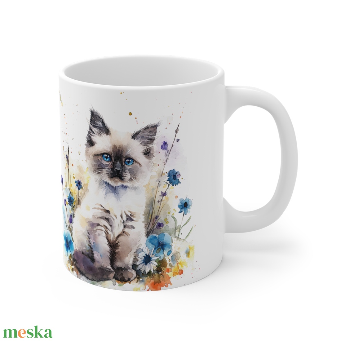 Vadvirágos Ragdoll macskás bögre  - otthon & életmód - konyhafelszerelés, tálalás - tálalás - bögre & csésze - Meska.hu