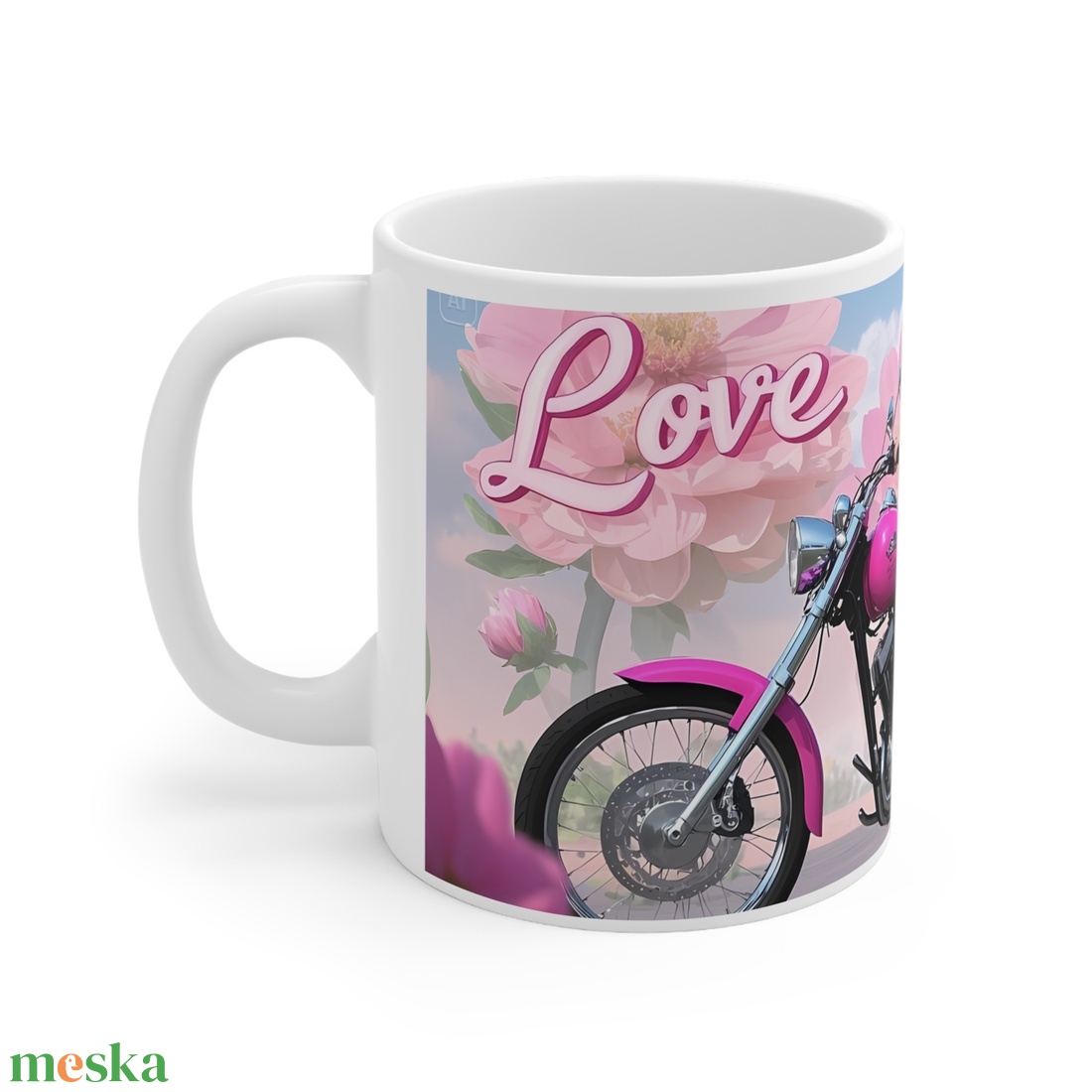 Pink motoros csajos bögre - otthon & életmód - konyhafelszerelés, tálalás - tálalás - bögre & csésze - Meska.hu