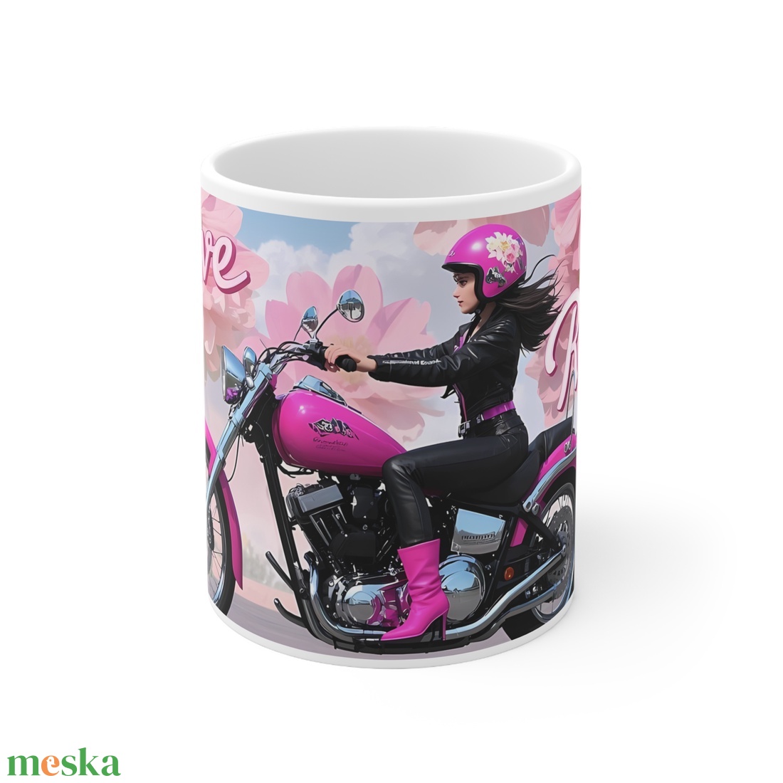 Pink motoros csajos bögre - otthon & életmód - konyhafelszerelés, tálalás - tálalás - bögre & csésze - Meska.hu
