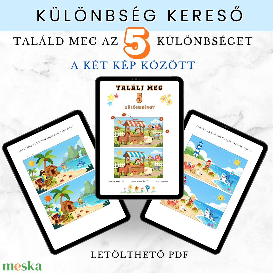 Találd meg az 5 különbséget! � Gyerek Feladatlap csomag - 24 oldal - Letölthető PDF - otthon & életmód - papír, írószer - színező - Meska.hu