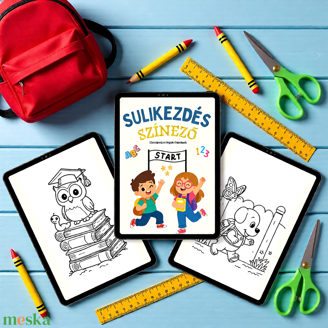 Iskolakezdős Színező Gyerekeknek � Elsősöknek és Végzős Ovisokna - 30 oldal - Letölthető PDF - otthon & életmód - papír, írószer - színező - Meska.hu
