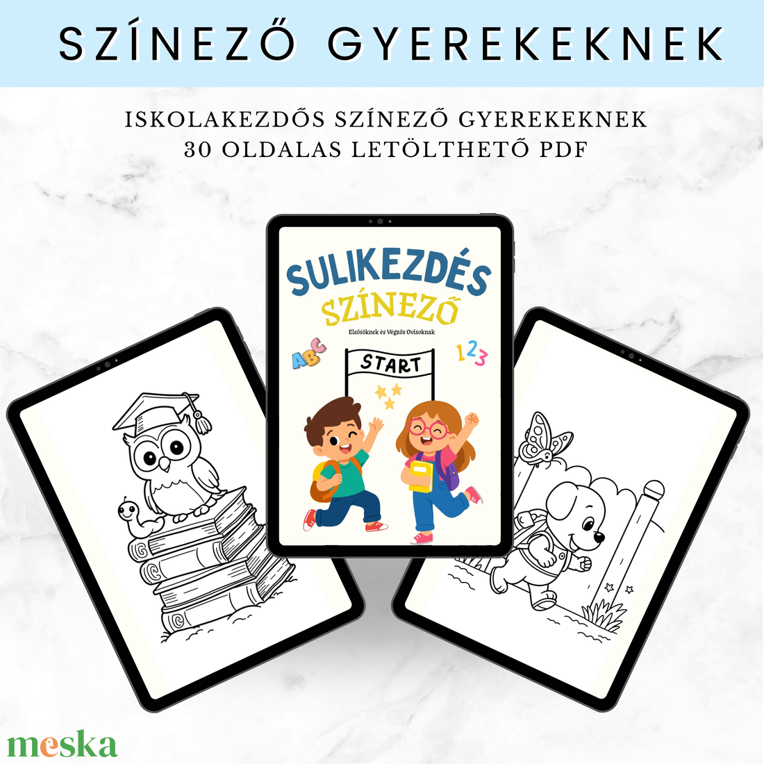 Iskolakezdős Színező Gyerekeknek � Elsősöknek és Végzős Ovisokna - 30 oldal - Letölthető PDF - otthon & életmód - papír, írószer - színező - Meska.hu