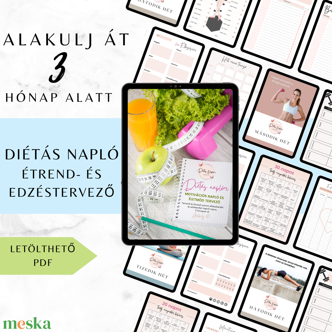 Diétás Naplóm � 3 hónapos motivációs napló és életmód tervező - Letölthető PDF - 182 oldal - otthon & életmód - papír, írószer - naptár & tervező - Meska.hu