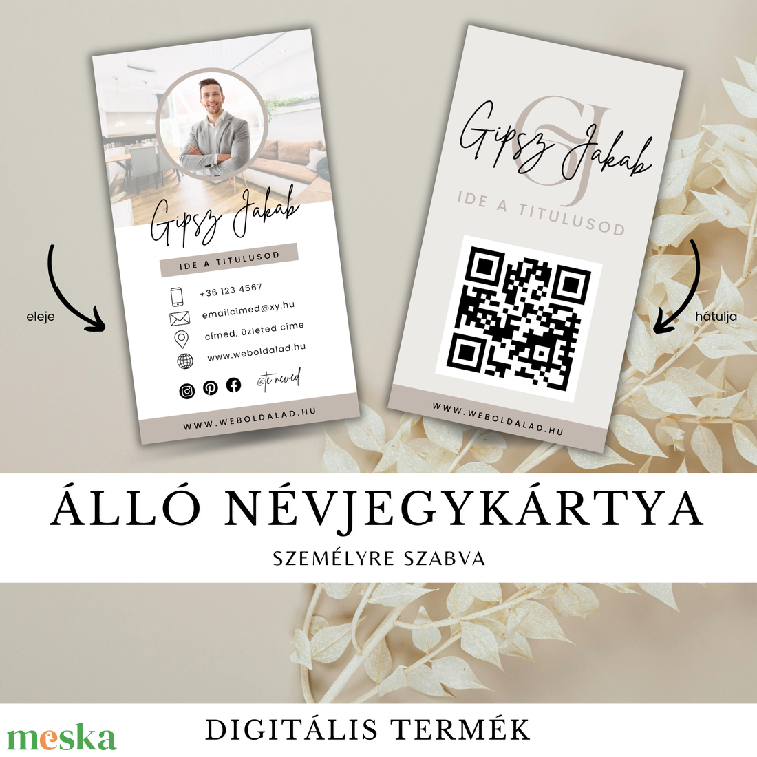 Személyre Szabott Névjegykártya Tervezés � Álló vagy Fekvő - Fotóval, Logóval, QR kóddal - otthon & életmód - papír, írószer - névjegykártya - Meska.hu