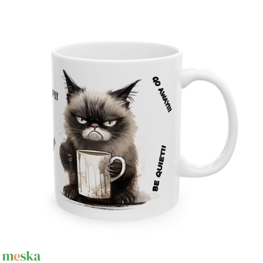 Morcos Perzsa Cicás Kerámia Bögre � Go Away, Shut Up, Be Quiet, Vicces Ajándék Macska- és Kávéimádóknak - otthon & életmód - konyhafelszerelés, tálalás - tálalás - bögre & csésze - Meska.hu