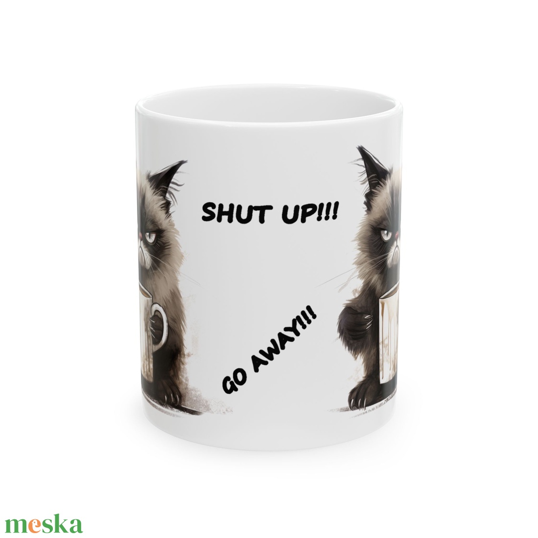 Morcos Perzsa Cicás Kerámia Bögre � Go Away, Shut Up, Be Quiet, Vicces Ajándék Macska- és Kávéimádóknak - otthon & életmód - konyhafelszerelés, tálalás - tálalás - bögre & csésze - Meska.hu