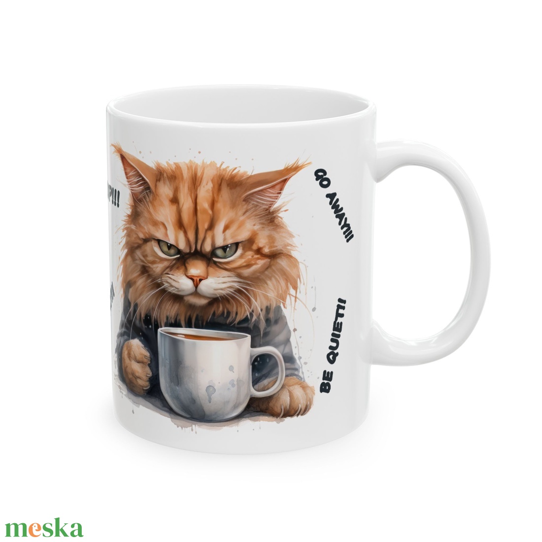 Morcos Vörös Cirmos Cicás Kerámia Bögre � Go Away, Shut Up, Be Quiet, Vicces Ajándék Macska- és Kávéimádóknak - otthon & életmód - konyhafelszerelés, tálalás - tálalás - bögre & csésze - Meska.hu