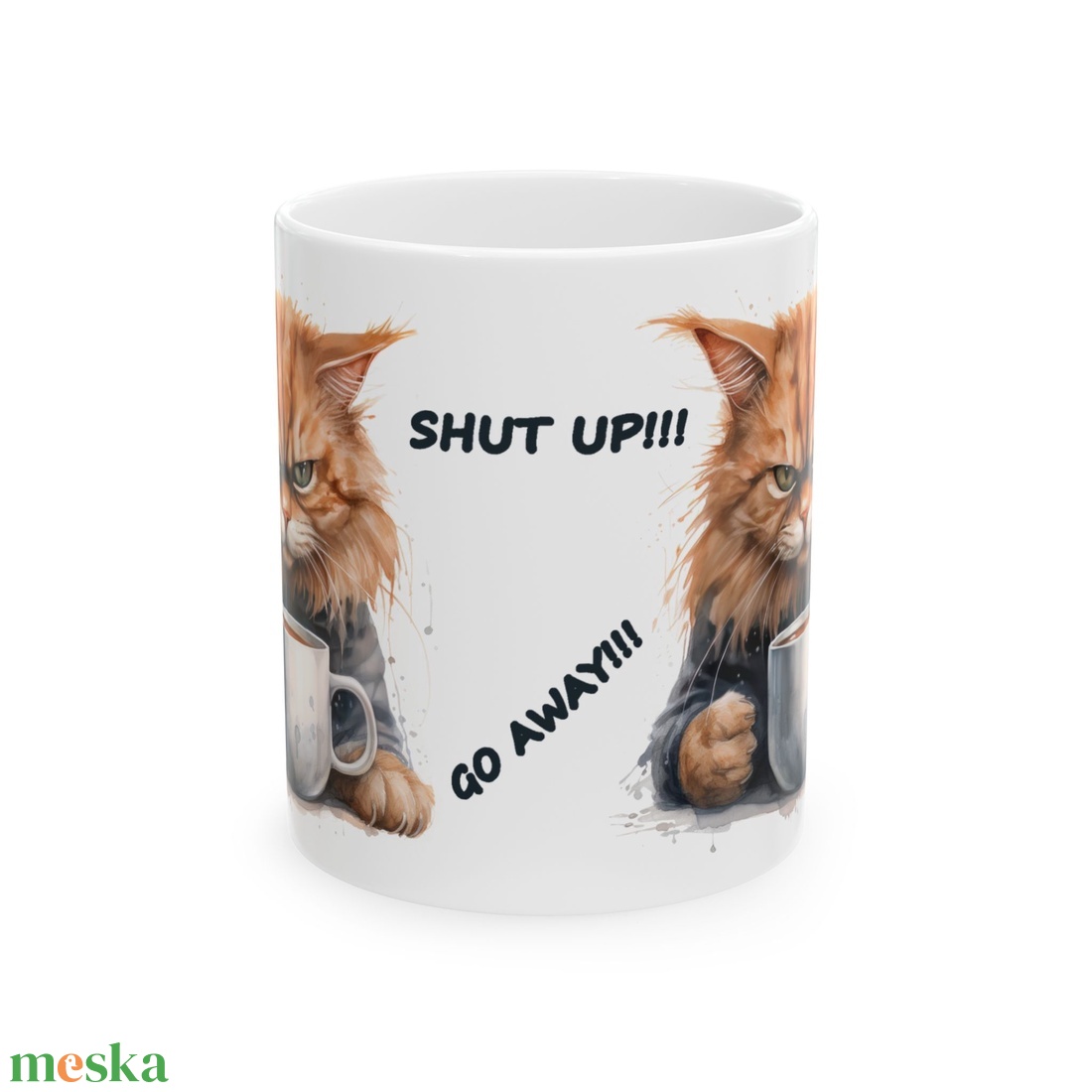 Morcos Vörös Cirmos Cicás Kerámia Bögre � Go Away, Shut Up, Be Quiet, Vicces Ajándék Macska- és Kávéimádóknak - otthon & életmód - konyhafelszerelés, tálalás - tálalás - bögre & csésze - Meska.hu