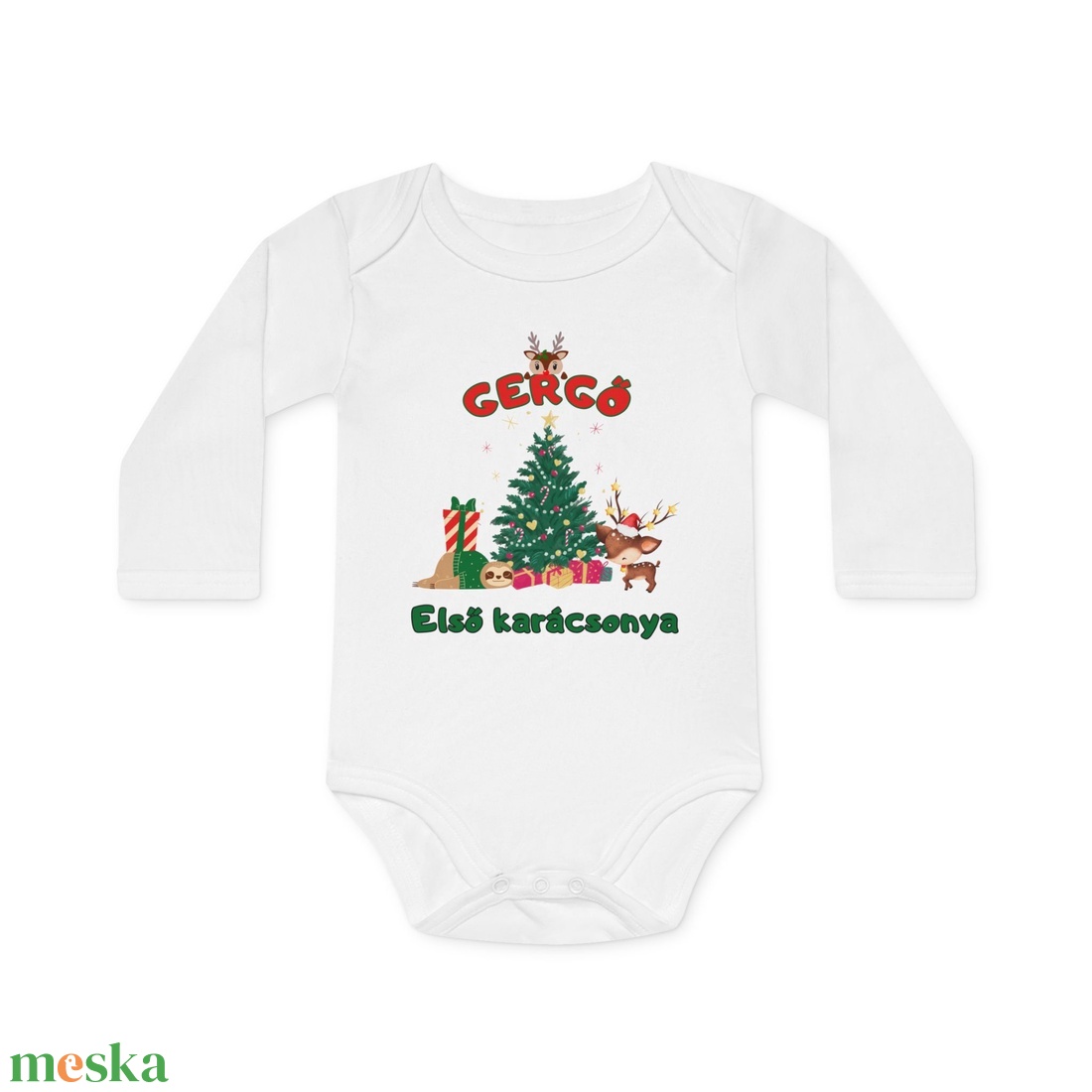 Első Karácsonyom Baba Body � Névre Szóló Karácsonyi Hosszú Ujjú Body, Ajándék Babáknak - baba - mama - babaruházat - baba body - Meska.hu