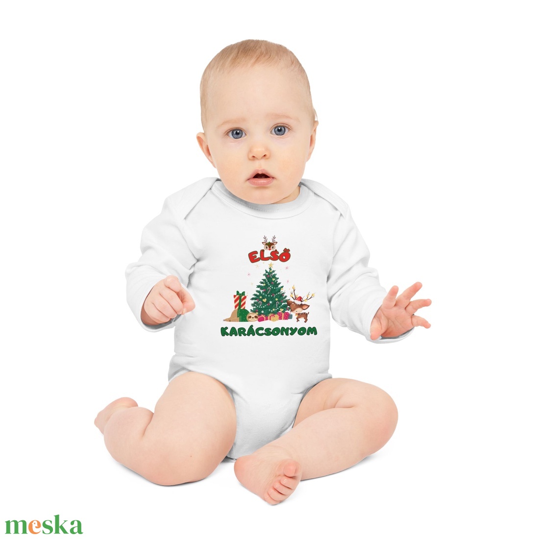 Első Karácsonyom Baba Body � Névre Szóló Karácsonyi Hosszú Ujjú Body, Ajándék Babáknak - baba - mama - babaruházat - baba body - Meska.hu