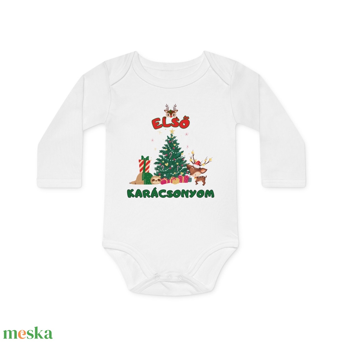 Első Karácsonyom Baba Body � Névre Szóló Karácsonyi Hosszú Ujjú Body, Ajándék Babáknak - baba - mama - babaruházat - baba body - Meska.hu