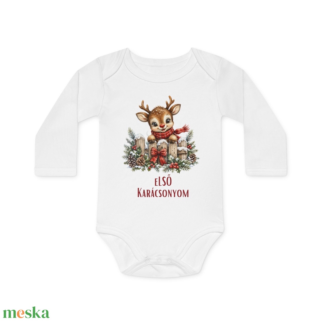 Első Karácsonyom Baba Body � Aranyos Karácsonyi Hosszú Ujjú Body, Ajándék Babáknak - baba - mama - babaruházat - baba body - Meska.hu