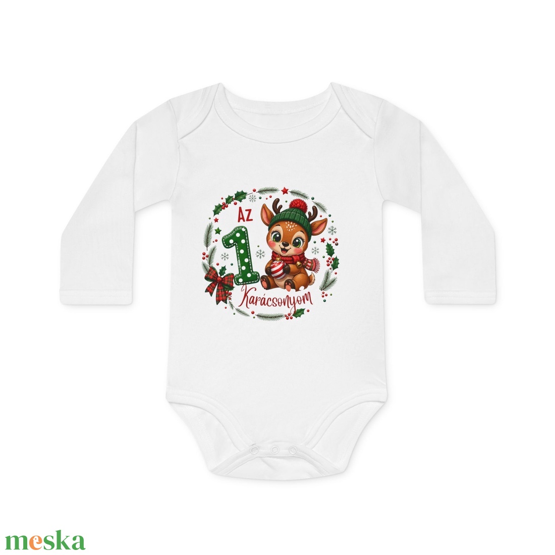 Első Karácsonyom Baba Body � Aranyos Karácsonyi Hosszú Ujjú Body, Ajándék Babáknak - baba - mama - babaruházat - baba body - Meska.hu
