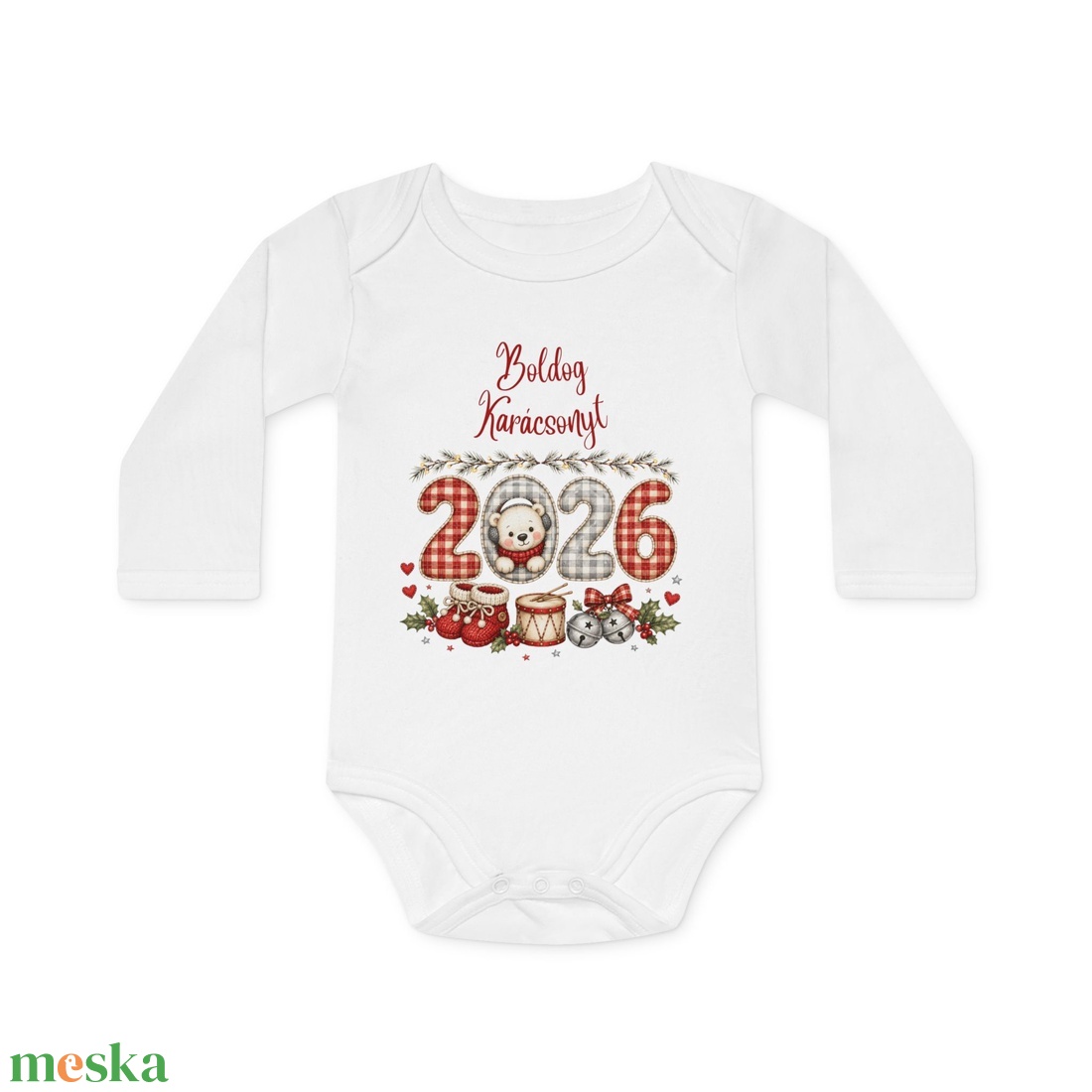 Boldog Karácsonyt Baba Body � Aranyos Karácsonyi Hosszú Ujjú Body, Ajándék Babáknak - baba - mama - babaruházat - baba body - Meska.hu