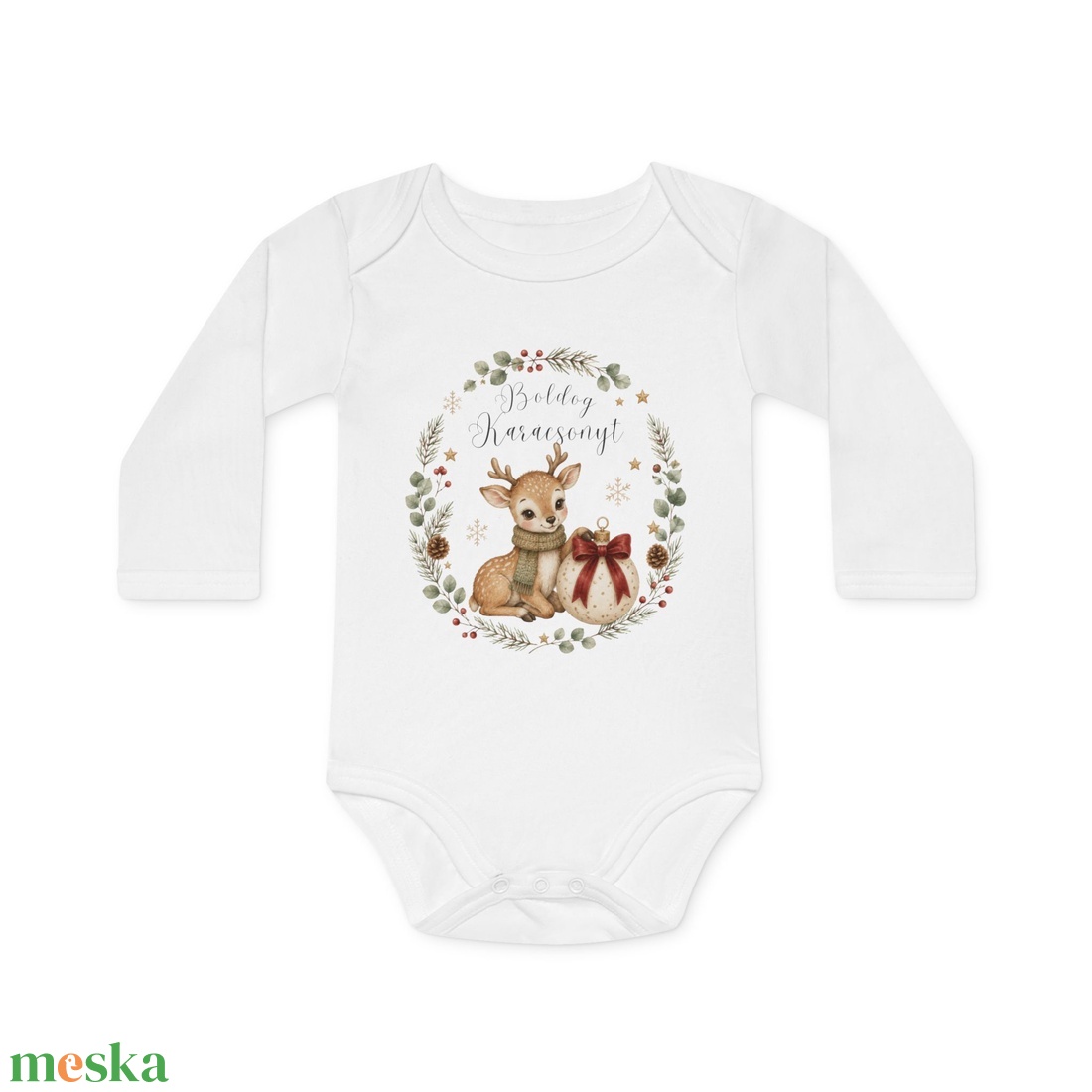Boldog Karácsonyt Baba Body � Aranyos Karácsonyi Hosszú Ujjú Body, Ajándék Babáknak - baba - mama - babaruházat - baba body - Meska.hu
