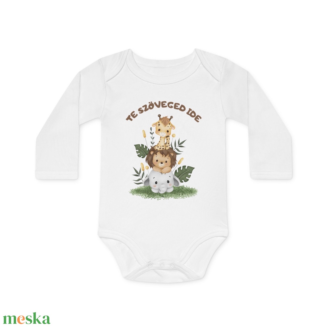 Egyedi Szöveges Baba Body � Névre Szóló Szafari Állatos Design, Személyre Szabott Ajándék - baba - mama - babaruházat - baba body - Meska.hu