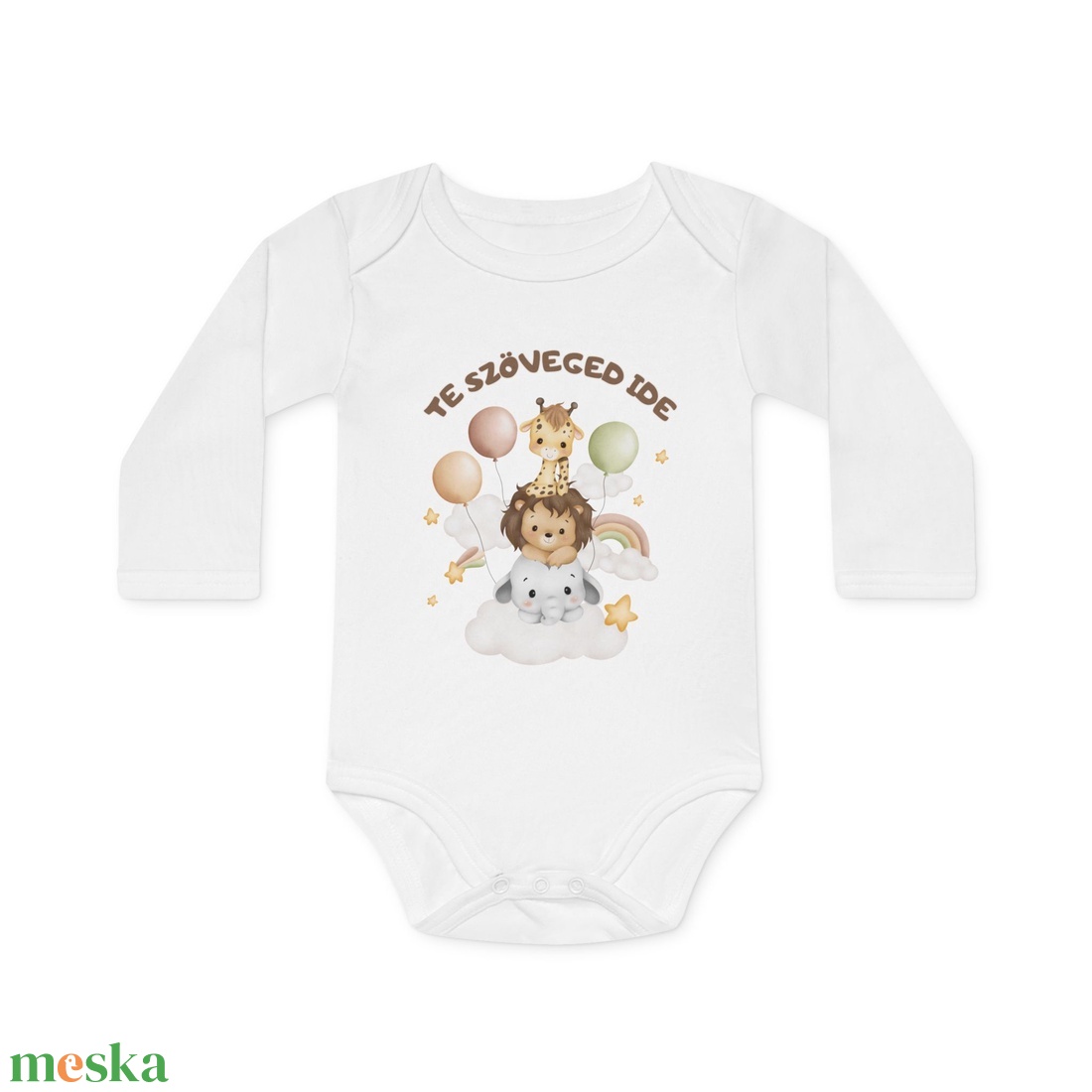 Egyedi Szöveges Baba Body � Névre Szóló Szafari Állatos Design, Személyre Szabott Ajándék - baba - mama - babaruházat - baba body - Meska.hu