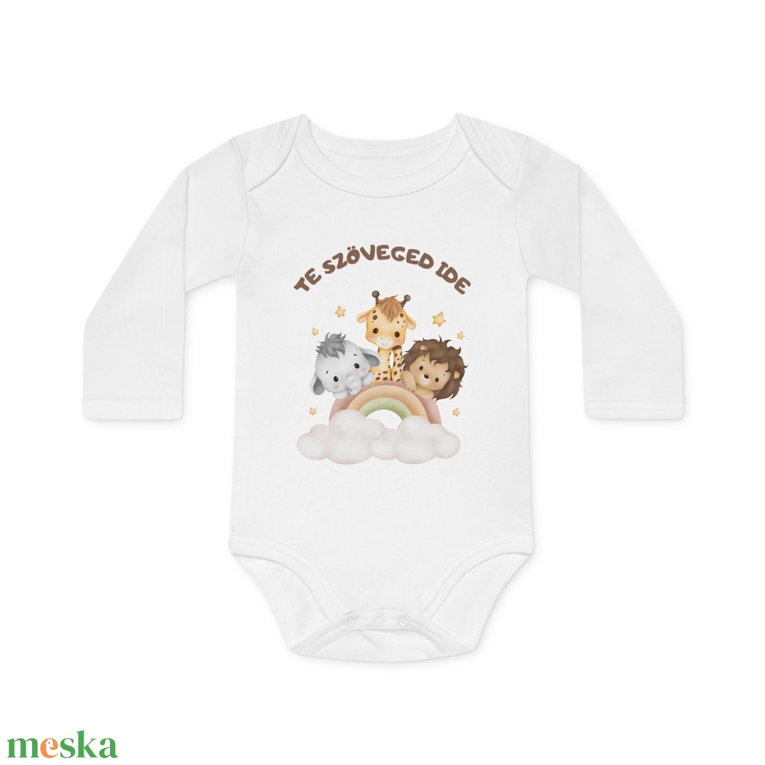 Egyedi Szöveges Baba Body � Névre Szóló Szafari Állatos Design, Személyre Szabott Ajándék - baba - mama - babaruházat - baba body - Meska.hu