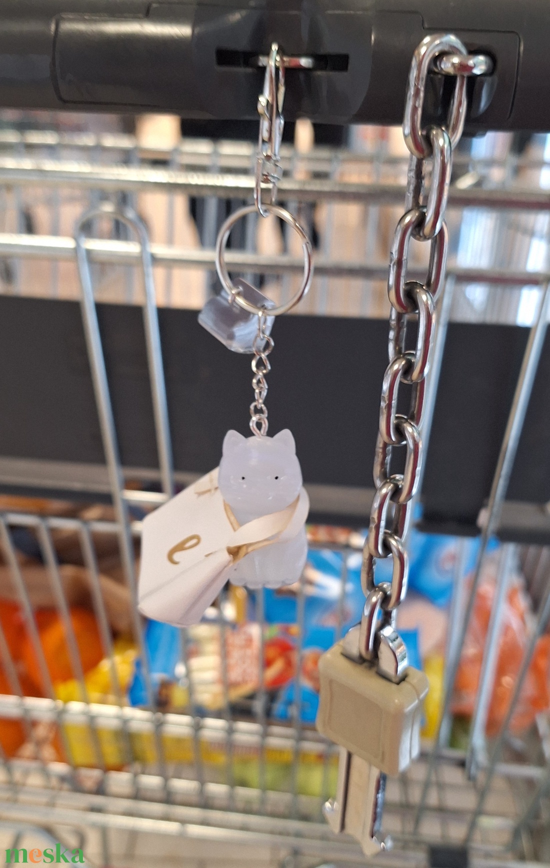 � BEVÁSÁRLÓ CICAPRÜTTY � Kulcstartó bevásárlókocsi érmével - táska & tok - kulcstartó & táskadísz - táskadísz - Meska.hu