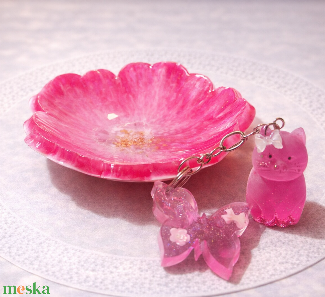 Pink Blossom Cicaprütty Szett - ékszer - ékszertartó - ékszertartó tál - Meska.hu