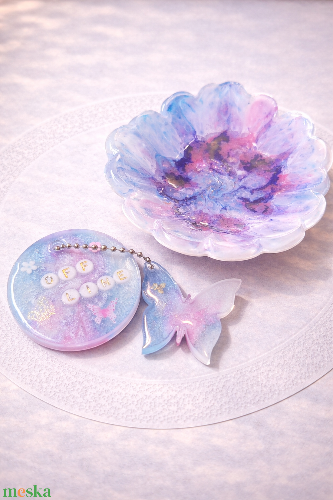 Galaxis Ajándékszett Virágformájú gyanta tál Offline Energia Emlék Korong - ékszer - ékszertartó - ékszertartó tál - Meska.hu