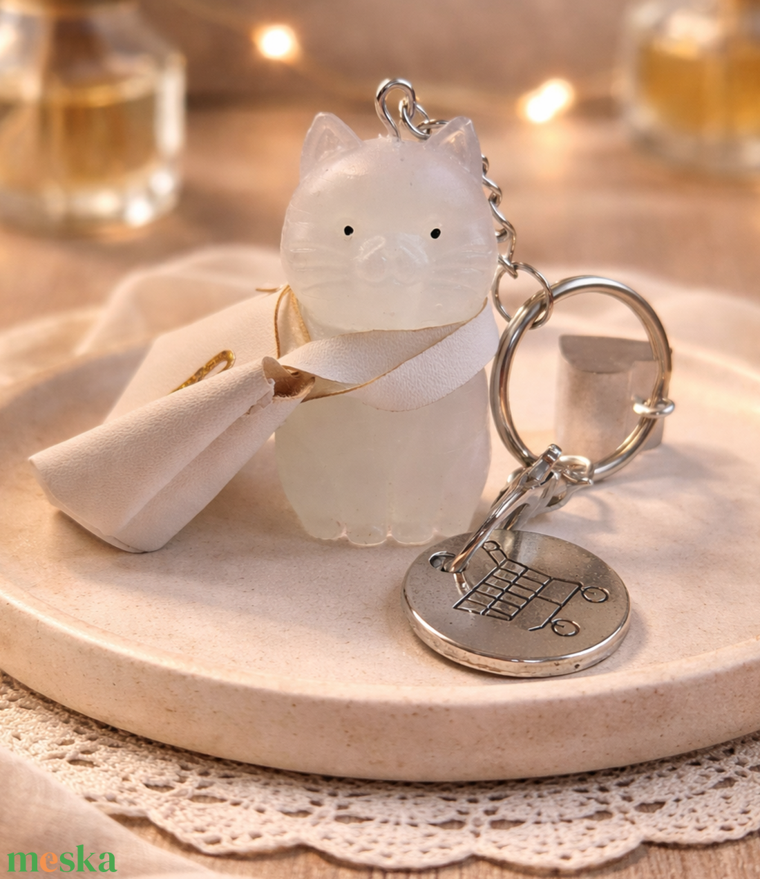  Bevásárló Cicaprütty � kocsi érmével - táska & tok - kulcstartó & táskadísz - kulcstartó - Meska.hu