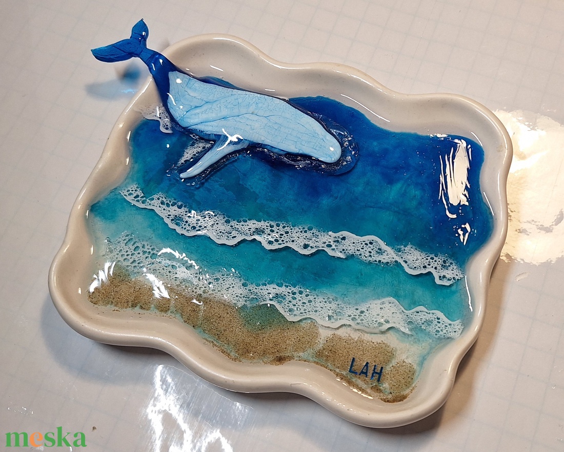 Egyedi óceán tál bálnával � 1 db elérhető - ékszer - ékszertartó - ékszertartó tál - Meska.hu