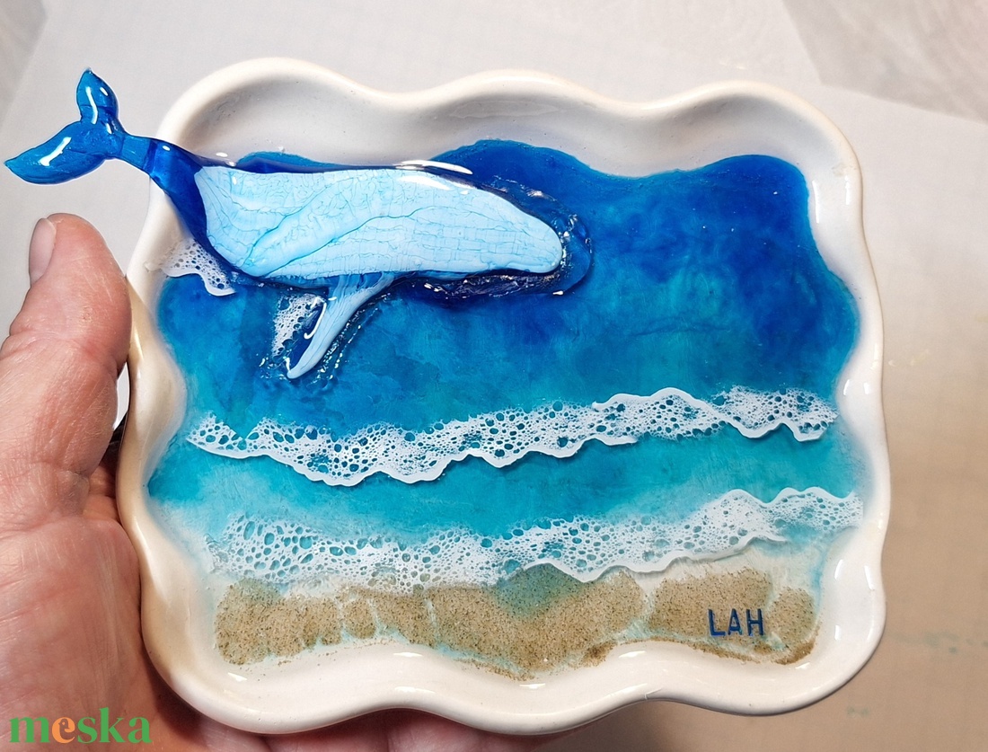 Egyedi óceán tál bálnával � 1 db elérhető - ékszer - ékszertartó - ékszertartó tál - Meska.hu