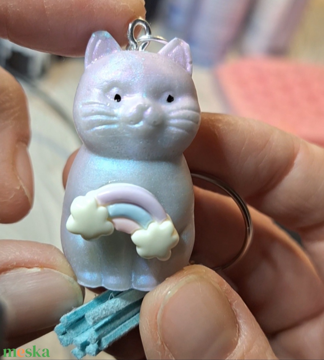 Szivárvány Cicaprütty kulcstartó  - táska & tok - kulcstartó & táskadísz - kulcstartó - Meska.hu