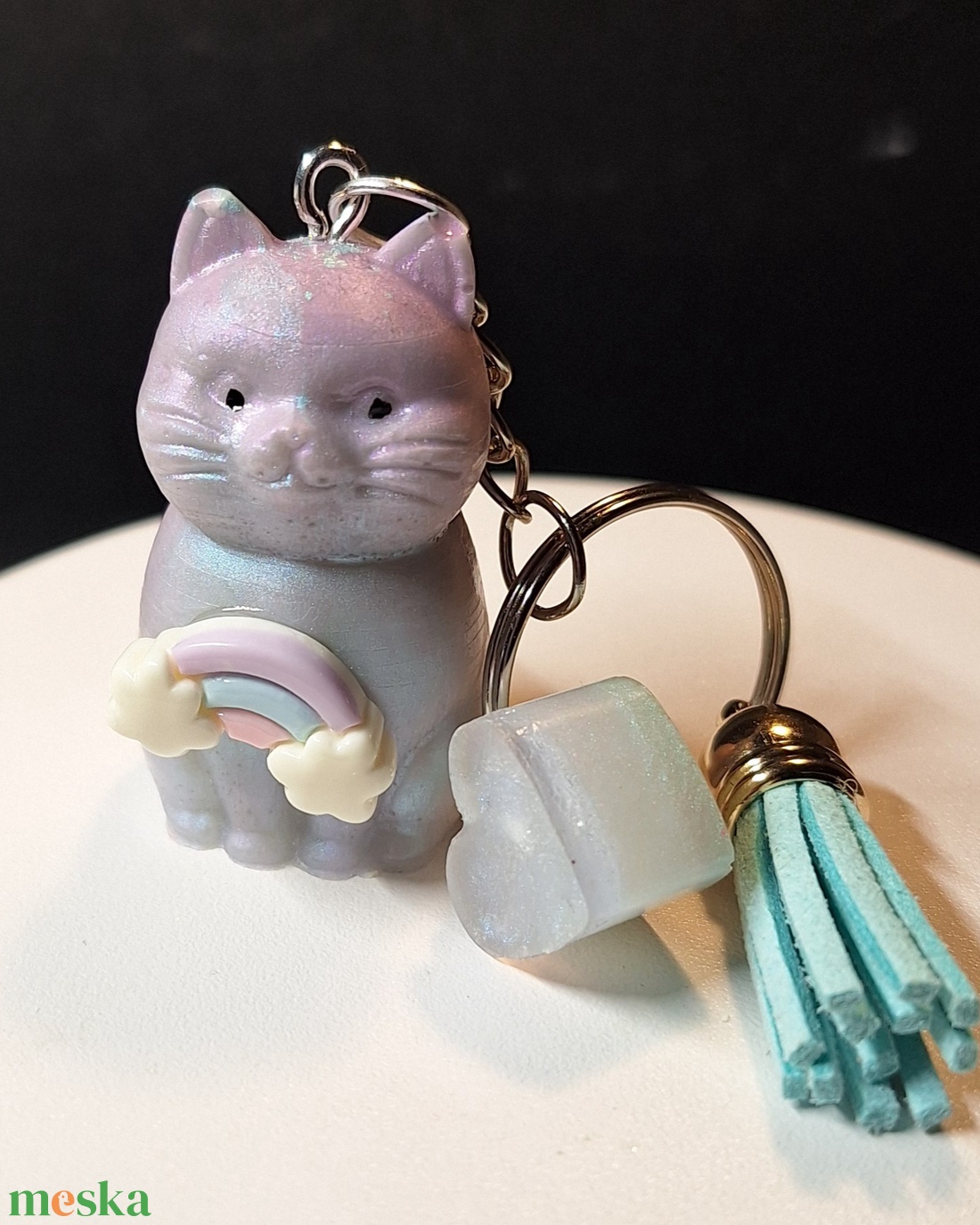 Szivárvány Cicaprütty kulcstartó  - táska & tok - kulcstartó & táskadísz - kulcstartó - Meska.hu