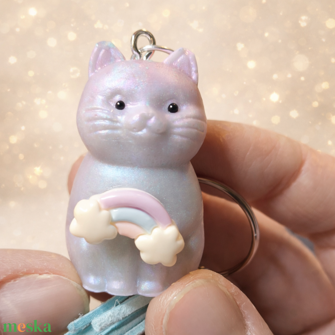 Szivárvány Cicaprütty kulcstartó  - táska & tok - kulcstartó & táskadísz - kulcstartó - Meska.hu