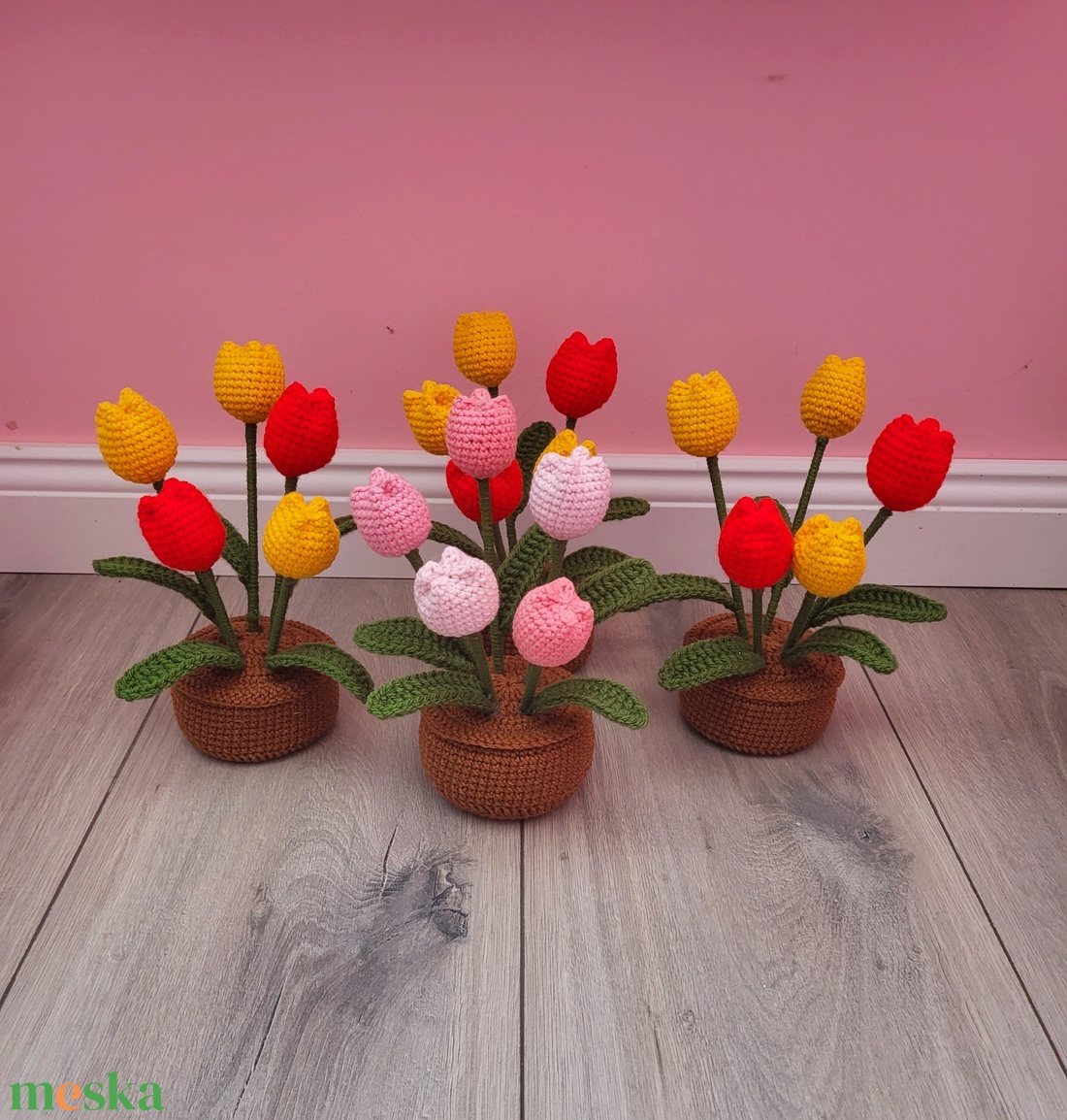 Horgolt tulipán kaspóban - otthon & életmód - dekoráció - Meska.hu