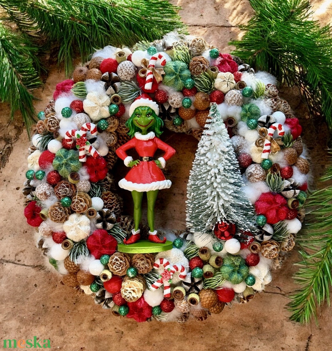 Grinch ajtódísz - karácsony - adventi díszek - adventi ajtódísz - Meska.hu