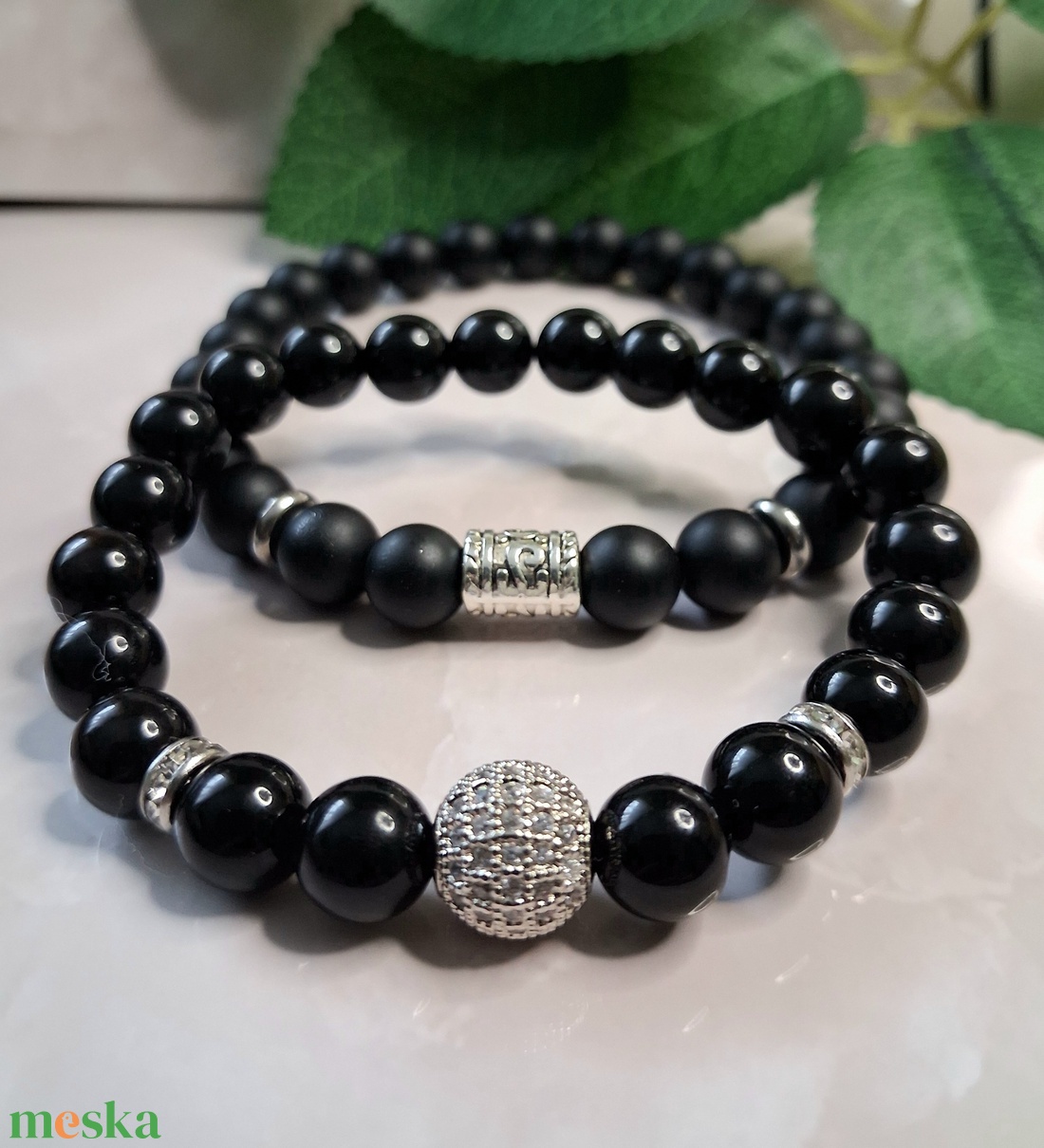 Ónix páros ásvány karkötő � matt és fényes változat - ékszer - karkötő - ásványkarkötő - Meska.hu